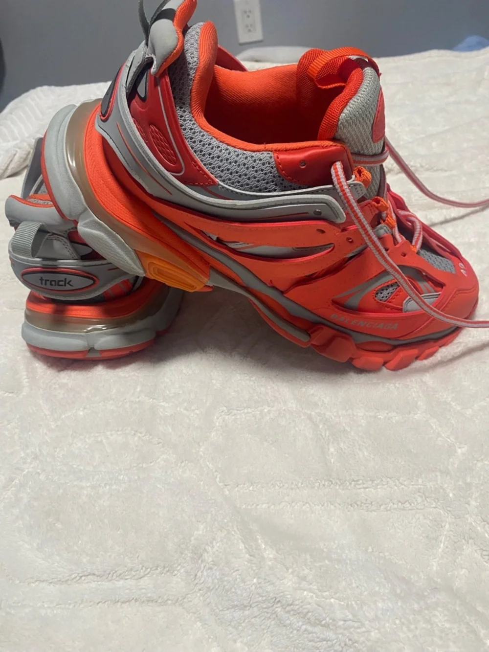 Balenciaga Orange Gray Layered Track Sneakers - Picture 2 of 16